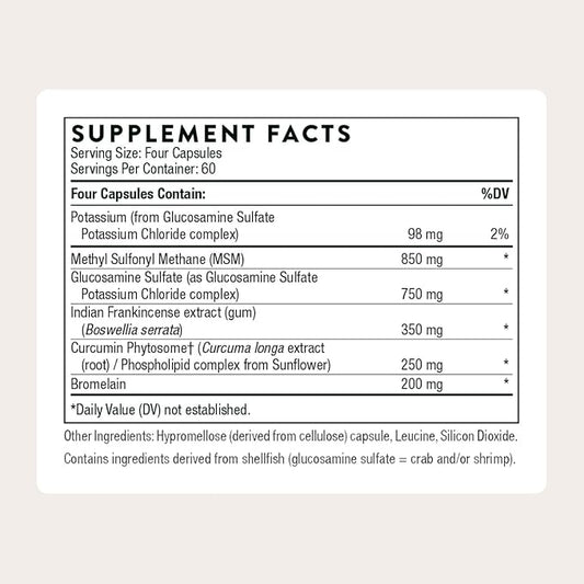 THORNE - Joint Support Nutrients - Formulated with Glucosamine, MSM, Curcumin, Bromelain, Boswellia & Potassium for Joint Support* - Third-Party Certified - Gluten, Dairy & Soy-Free - 240 Capsules
