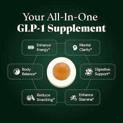 8-in-1 GLP-1 Supplement for Women and Men | Hunger & Metabolism Support Gummy with Akkermansia, Turmeric & Resveratrol, (Mango Pineapple Gummy)