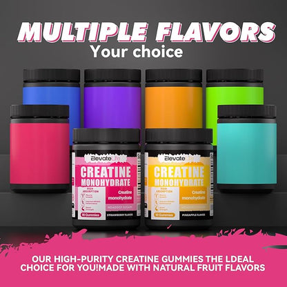 NSFCertified Creatine Monohydrate Gummies 5000mg for Men & Women, Chewables Creatine Monohydrate for Muscle Strength, Muscle Builder, Energy Boost, Pre-Workout Supplement(90 Count)-Strawberries
