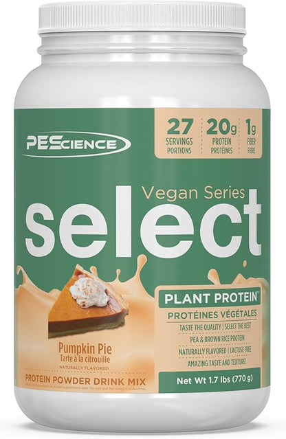 PEScience Select Vegan Protein Powder, Plant Based Protein Powder, Amazing Taste, Smooth Texture, Pea and Brown Rice Blend, Dairy Free, Lactose Free, Gluten Free - Pumpkin Pie, 27 Servings