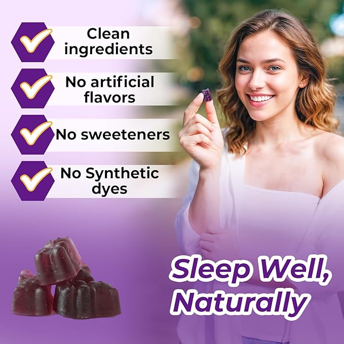 Divinity Nutra Sleep Gummy - 60 Count - Melatonin Gummies with Vitamin B, Magnesium for Men and Women, Blueberry Flavor