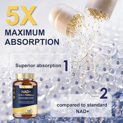 Totaria NAD Supplement for Women Men with nicotinamide riboside resveratrol,Quercetin, Betaine Boost NAD+ Levels NAD Plus Supplement for Anti Aging, Energy, Immune, Focus 120 Capsules