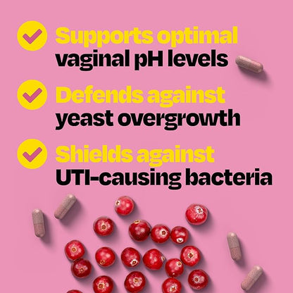 Cystex 3-in-1 Urinary Tract Probiotic for Women - Fast-Acting UTI & Yeast Infection Support with Prebiotics, Probiotics, & Cranberry - Supports Vaginal pH & Flora Balance - 30 Capsules