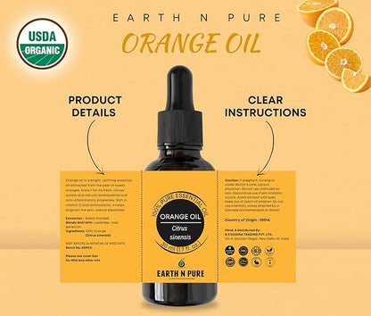 Earth N Pure Orange Essential Oil Natural and Therapeutic Grade 15 ml