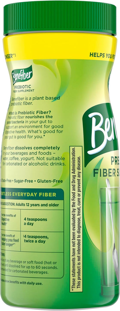 Benefiber Daily Prebiotic Fiber Supplement Powder for Digestive Health, Unflavored -124 Teaspoons (8.7 Ounces)