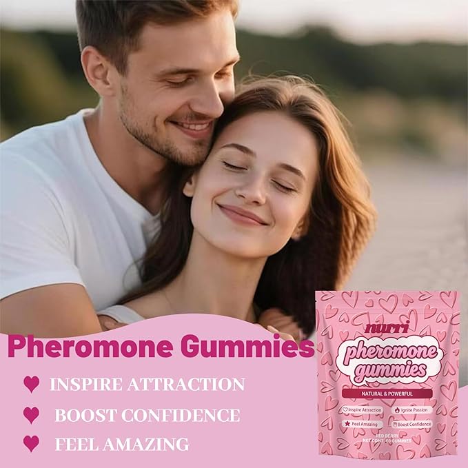 Gummies for Her, Gomitas De Feromonas para Mujer, with Slippery Elm, Supports Balance,Confidence & Social Vibe, Strawberry Flavor, 60 Gummies (1)