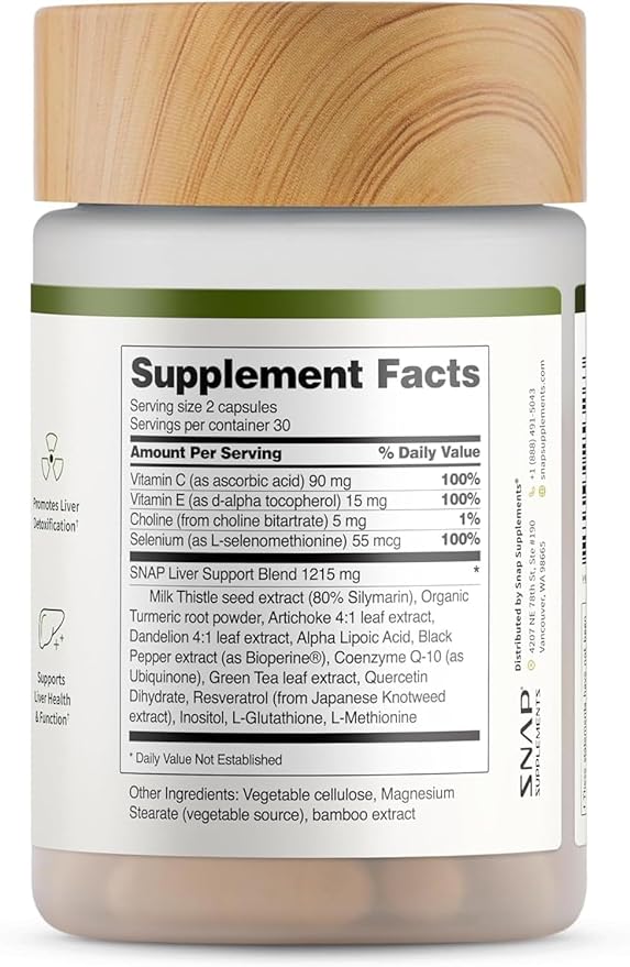Snap Supplements Liver Health & Detox - Milk Thistle Supplement Supports Healthy Liver and Digestive Health, 60 Vegetarian Capsules (1 Month Supply)