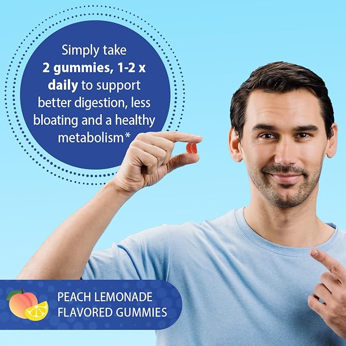 Florastor Prebiotic and Probiotic Gummies, Digestive and Metabolic Support Probiotic Blend for Multi-Action Digestive Health Care, with Vitamin B12, 56 Gummies