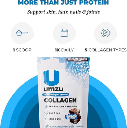 UMZU zuCollagen Multi Collagen Protein Powder, Chocolate – 5 Collagen Types I II III V X – High Protein Low Calorie Supplement for Hair Growth Skin Elasticity Joint Health and Daily Recovery Support