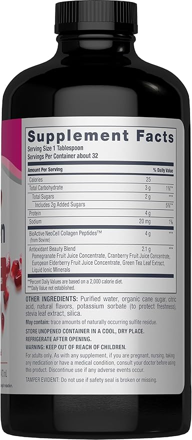 NeoCell Advanced Liquid Collagen | 4000 mg | Pomegranate and Fruit Juice Concentrates | for Women and Men | 16 fl oz