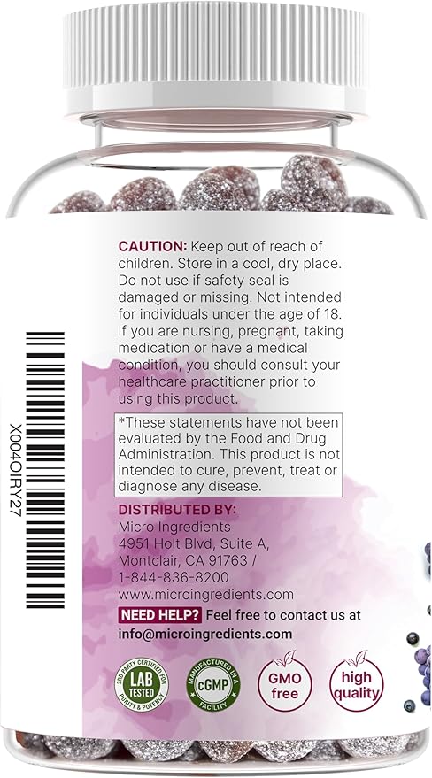 Magnesium Glycinate Gummies 400mg Per Serving, 120 Count | Natural Grape Blueberry Flavor | Potent Elemental Form + Chelated for High Absorption | Healthy Muscle, Bones, & Mood Support Supplement