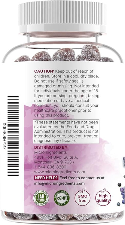 Magnesium Glycinate Gummies 400mg Per Serving, 120 Count | Natural Grape Blueberry Flavor | Potent Elemental Form + Chelated for High Absorption | Healthy Muscle, Bones, & Mood Support Supplement