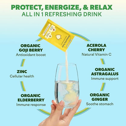 Feel Goods Immunity Icon, Vitamin C Immune Support Powder Packets - 500mg Vitamin C, Elderberry, Ginger, Turmeric & Key Vitamins for Daily Immune Health - Sugar-Free & Caffeine-Free Drink Mix Packets