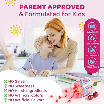 Kids Calm Magnesium Bisglycinate Saffron Gummies + Vegan Omega 3 - Magnesium Glycinate Chelated Supplement for Kids w/L-Theanine & Chamomile, Natural Calming Supplement Focus Gummies Sugar Free, 60ct