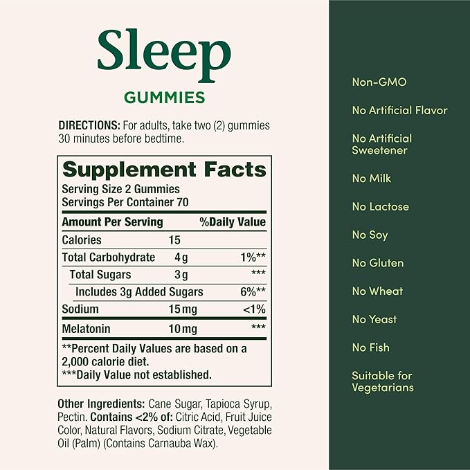 Nature's Bounty 10 mg Melatonin Gummy, 100% Drug Free Sleep Supplement, 10 mg, Blueberry, 140 Ct (Pack of 2)