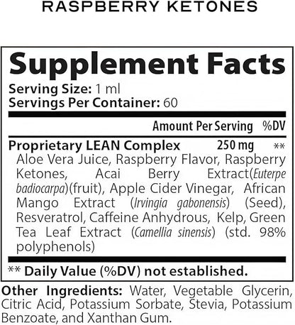 Apple Cider Vinegar Raspberry Ketone Weight Loss Drops, Keto Appetite Suppressant Fat Burner Diet Energy Supplement Metabolism Booster for Women and Men, Slim Faster Than Gummy Pill Capsule Tea, 60 ml