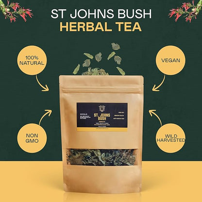 Rich Sol Foods St. John’s Bush Hormone Balance tea for Women, Menstrual Cramp Relief, PCOS and Fibroid Support, Fertility Supplements for Women, Loose-Leaf Herbal Tea, 44g