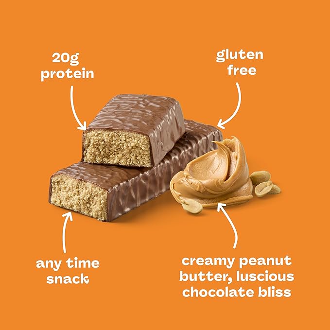 think! Protein Bars, High Protein Snacks, Gluten Free, Kosher Friendly, Creamy Peanut Butter, Nutrition Bars, 2.1 Oz per Bar, 30 Count (Packaging May Vary)