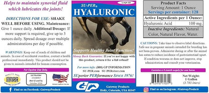 SU-PER Hyaluronic Joint Supplement for Horses - Supports Joints Health & Lubrication - Horse Hyaluronic Acid Liquid - 1 Gallon, 4 Month Supply