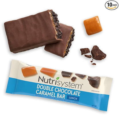 Nutrisystem® Double Chocolate Caramel Lunch Bars, 10g of Protein, Helps Support Weight Loss - 10 Count