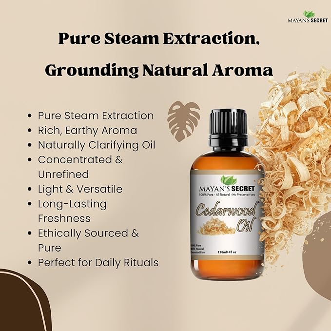 Mayan's Secret - 4oz Pure Cedarwood Essential Oil Organic - 100% Pure