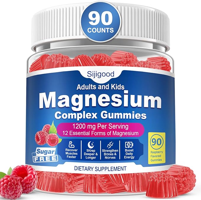 90 Count | Magnesium Complex Gummies for Women & Men, 12 Forms of Magnesium (Glycinate, Citrate& More), Magnesium Supplement with Ashwagandha – Supports Sl♡ep, Bone, Energy, Raspberry Flavor