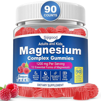 90 Count | Magnesium Complex Gummies for Women & Men, 12 Forms of Magnesium (Glycinate, Citrate& More), Magnesium Supplement with Ashwagandha – Supports Sl♡ep, Bone, Energy, Raspberry Flavor