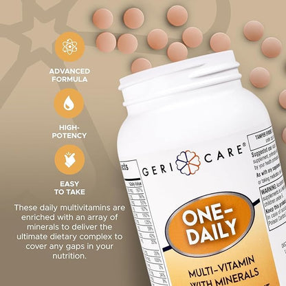 GeriCare One-Daily Multivitamins with Minerals for Men & Women (1000 Tablets) High-Potency Multi-Vitamin & Multimineral Dietary Supplement for Immunity, Energy| Complete Daily Nutritional Support
