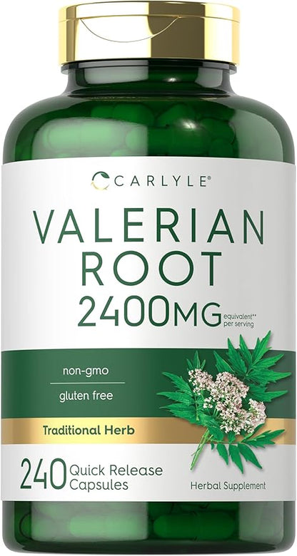 Carlyle Valerian Root Capsules | 240 Count | Herb Extract Supplement | Non-GMO, Gluten Free