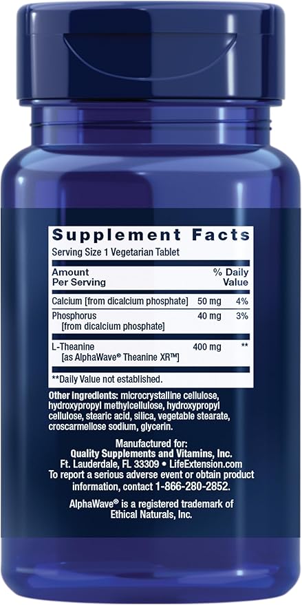 Life Extension Theanine XR™ Stress Relief – L-Theanine – Promotes a Calm Response to Daytime Stress-– Non-GMO,Gluten-Free,Vegetarian-– 30 Tablets,(Pack of 2)