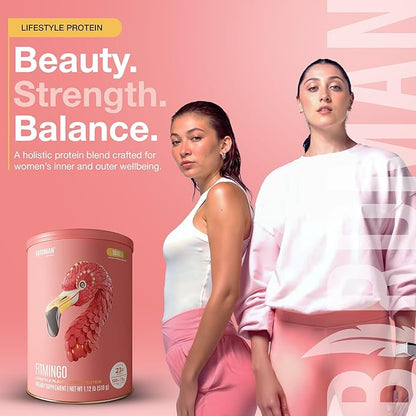 BIRDMAN Fitmingo Vegan Protein Powder with Inositol, Collagen Boosters, Hyaluronic Acid and Vitamins | Low Carb, Dairy Free, Low Calorie | 23g Plant Based Vanilla Protein Powder with Myo-Inositol