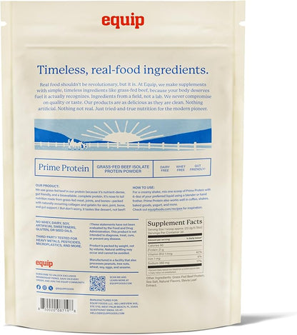 Equip Foods Prime Protein Powder | Clean, Grass Fed Beef Protein Powder, Carnivore Protein Isolate | Paleo, Keto Friendly, Gluten & Dairy Free, Helps Build & Repair Tissue| 30 Servings, Salted Caramel