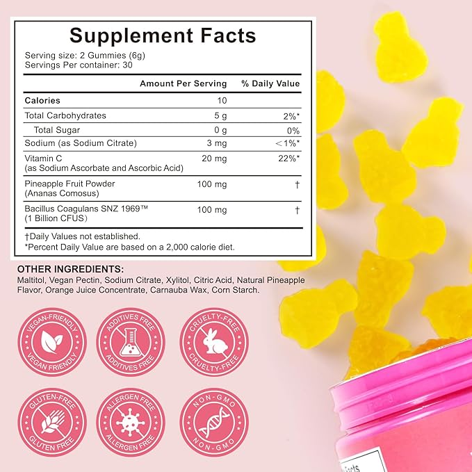 Vaginal Probiotics Gummies, Premium Feminine Balance Gummies for Women, Vaginal Probiotics for Women pH Health Supplement, Promote Healthy Vaginal Odor & Vaginal Flora, 60 Count