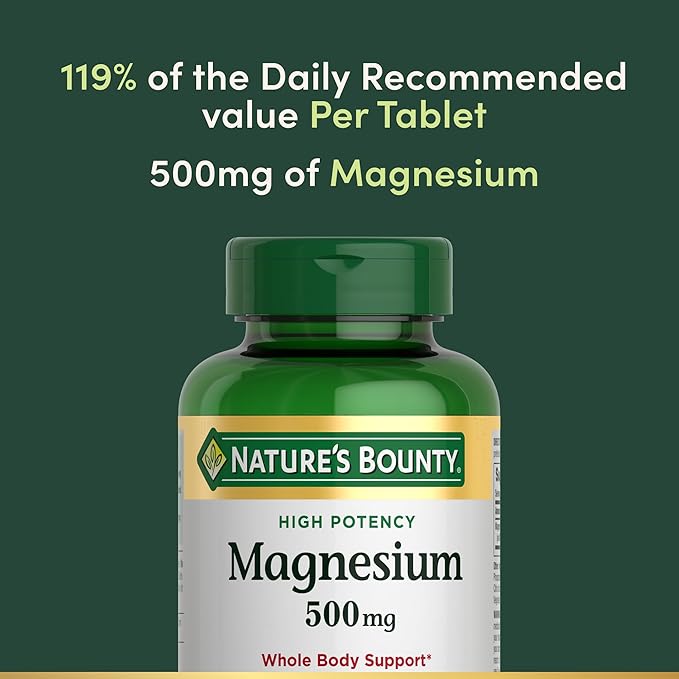 Nature's Bounty Magnesium Supplements 500mg Tablets,Support Bone & Muscle Health,200 Count (Pack of 4)