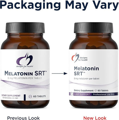 Designs for Health Time Release Melatonin SRT - Melatonin Supplement for Sleep - Sleep Supplement for Adults, 6mg Per Tablet - Vegan + Non-GMO (60 Tablets)