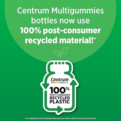 Centrum MultiGummies Gummy Multivitamin for Adults, Multivitamin/Multimineral Supplement with Vitamins D, B and E, Assorted Fruit Flavor - 18 Count