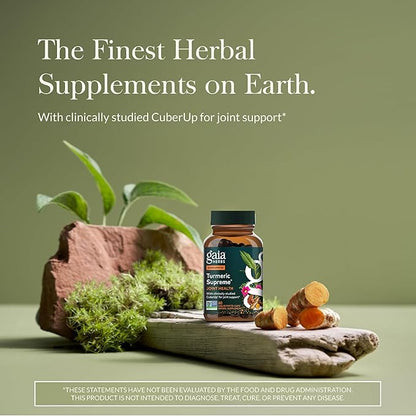 Gaia Herbs Turmeric Supreme Joint Health - Joint Support Supplement with Cucumber, Quercetin, Black Pepper, Ginger Root, Curcuminoids & More* - 60 Liquid Phyto-Caps (30 Servings)