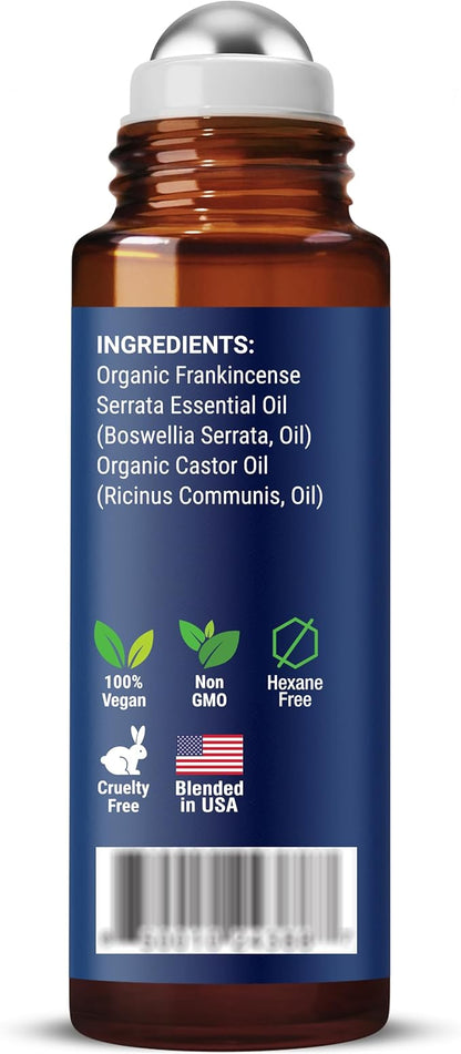 Organic Castor Oil and Frankincense Eye Roller 10 ml - Natural Essential Blend for Under Eye Puffiness & Fine Lines - Lightweight Roll On - Nexon Botanics