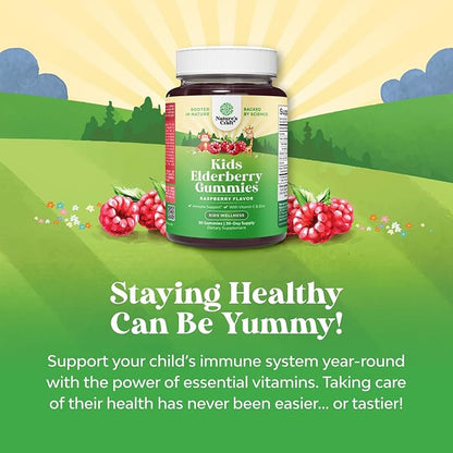 Kids Elderberry Gummies with Zinc and Vitamin C - Delicious Sambucus Black Elderberry Gummies for Kids Immune Support - Daily Immunity Support Vegan Non-GMO Gluten and Gelatin Free - 30 Count
