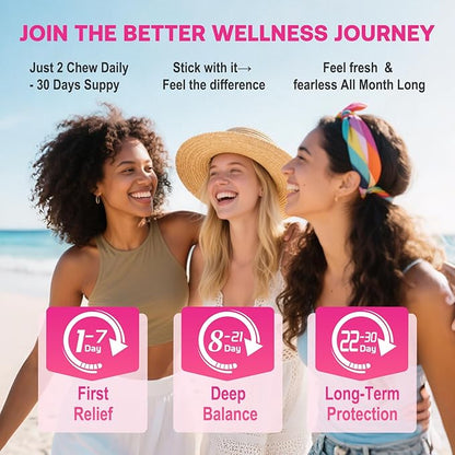 Feminine Balance Gummies for Women, Premium Ph Balance Gummies with Probiotic for Vaginal Flora Balance, Immune Support Supplement, Gluten-Free, Strawberry Flavor with Liquid Filled, 60 Count