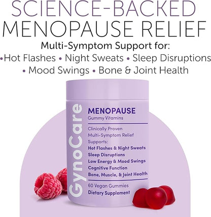 Menopause Supplements for Women | Menopause Gummy Vitamins | Relief for Hot Flashes, Night Sweats & Mood Swings | Helps Sleep Disruptions & Brain Function | 60 Vegan Gummies