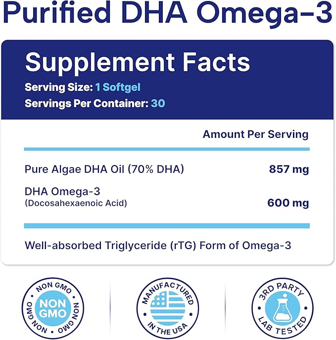 OmegaVia Prenatal DHA 600mg | Fish-Free Omega-3 Supplement | Supports Baby’s Brain, Eye & Nervous System Development | Safe for Pregnancy & Lactation | 30 Easy-to-Swallow Softgels
