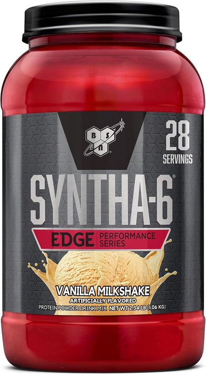 BSN SYNTHA-6 EDGE Protein Powder, Vanilla Flavored Powder with Hydrolyzed Whey, Micellar Casein, for Muscle Gain, Low Sugar, 24g Protein, Vanilla Milkshake, 28 Servings, 2.34 Pound (Pack of 1)