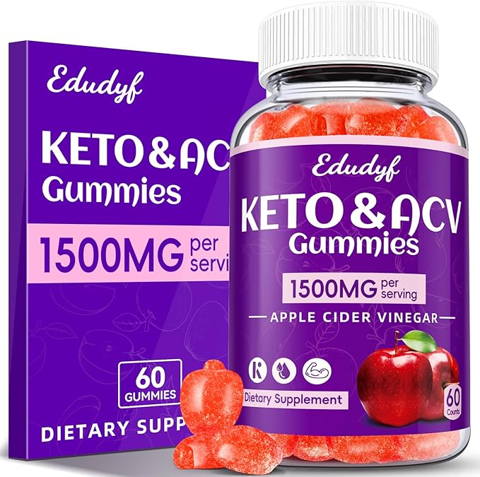 Keto ACV Gummies - 1500mg Apple Cider Vinegar Gummies with Probiotics, B12 and Keto Support, Detox & Cleanse, GMO Free & Vegan - 60 Count...