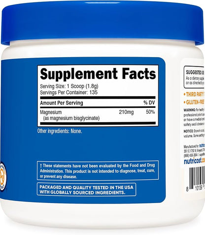Nutricost Magnesium Glycinate Powder (250 Grams) (Unflavored)