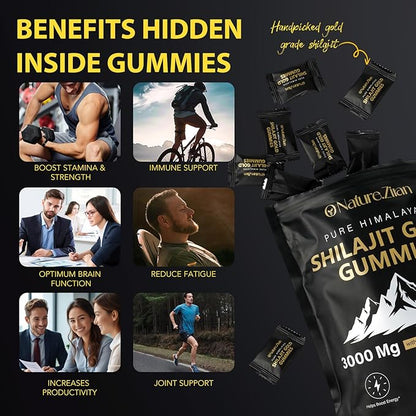 Shilajit Gummies for Men & Women - Shilajit Gold Gummies Rich In Ashwagandha, Gokshura with 85+ Minerals, Authentic Flavor,Organic, Zero Sugar & Vegan, 100% Natural - 80 Count (80 Count (Pack of 1))