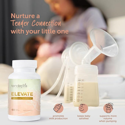 Elevate Lactation Supplement, Natural Lactation Support for Breastfeeding, Breast Milk Supply Increase, Fenugreek, Moringa, Thistle Alfalfa, Fennel, Vegan, Non-GMO, 60 Capsules