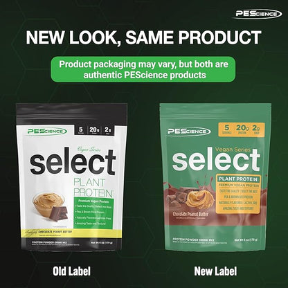 PEScience Select Vegan Protein Powder, Plant Based Protein Powder, Amazing Taste, Smooth Texture, Pea and Brown Rice Blend, Dairy Free, Lactose Free, Gluten Free - Chocolate Peanut Butter, 5 Servings