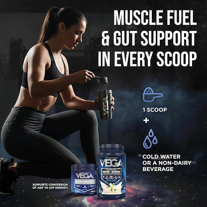 Vega Creatine Monohydrate Powder 17.6oz (100 Servings) & Vega Sport Protein & Recovery Vanilla Protein Powder 1.8lbs - Plant-Based Protein and Muscle Support