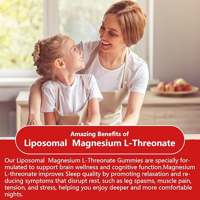 3 Pack Liposomal Magnesium Threonate High-Potency 3000mg Gummies,Liposomal Enhance 98% Absorption,Magnesium L-Threonate Supplements, Muscle & Nervous System for Kids & Adults